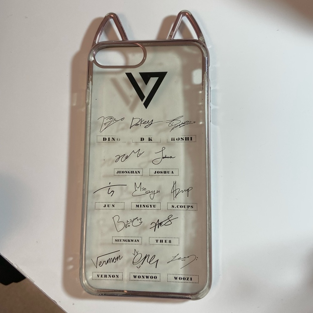 rare! kpop seventeen signatures cat ears iphone 6s plus case